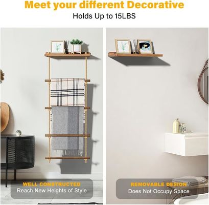 5-laagse houten ladderplank Rustieke dekbedrek voor de opslag van dekens op de boerderij