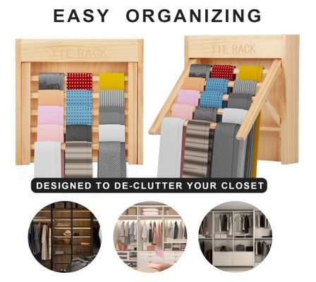 Stylish Look Wand gemonteerd houten stropdas organisator gordel hanger stropdas houder voor ruimtebesparing