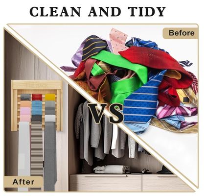 Stylish Look Wand gemonteerd houten stropdas organisator gordel hanger stropdas houder voor ruimtebesparing