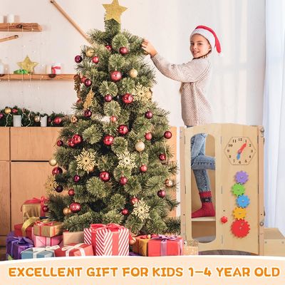 2 stappen kruk opvouwbare peuter keuken helper natuurlijke bamboe kleur toren kruk voor kinderen