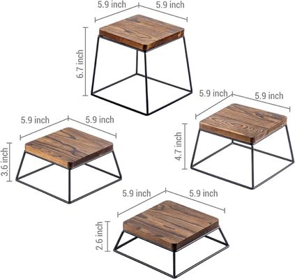 Hoogwaardige Brandhout Zwarte Metaaldraad Vierkante Voedseldisplay Houten pizzeriafdelingen