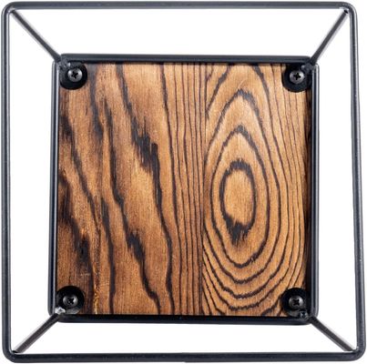 Hoogwaardige Brandhout Zwarte Metaaldraad Vierkante Voedseldisplay Houten pizzeriafdelingen