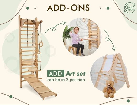 202405 Zweedse ladder 4in1 Kleuter Klimschool met Triangle Klimmer en Kids Table