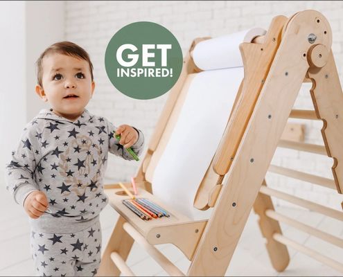 202405 Zweedse ladder 4in1 Kleuter Klimschool met Triangle Klimmer en Kids Table