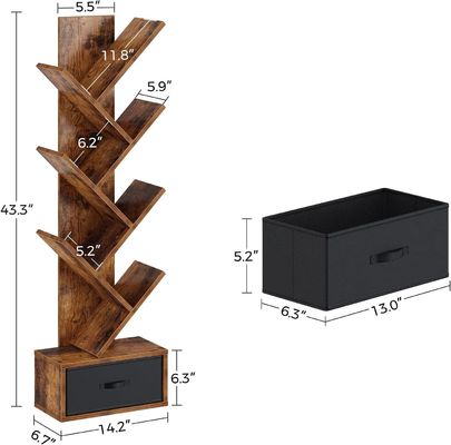 Handgemaakte industriële 7 verdiepingen rustieke vintage opslagrek Boekenplank met open planken