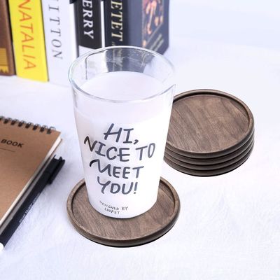 Koppelhouder mat 4 Inch Natuurlijke bamboe Eco-vriendelijke houten coasters met metalen houder