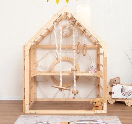 Mobiele kleuterklimschool met drukwerk en optionele Waldorf touw accessoires