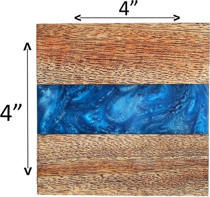 Moderne Ocean Blue Epoxy Hout Hars Coaster Met Houder De perfecte keuze voor elk huis