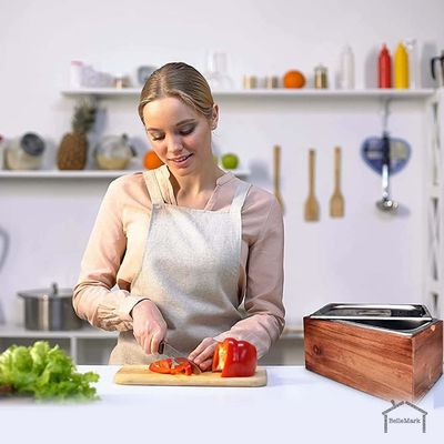 Compostbak van roestvrij staal met opvouwbaar deksel en roestvrij inslag op uw verzoek