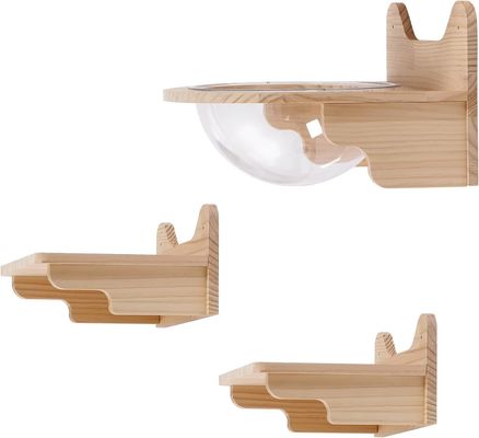 Wandmontage houten kattenruimte capsule huis doorzichtige meubelset voor binnenkatten