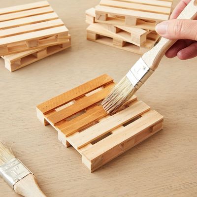 Hout plain kleur 3.9 X 3.9 In Custom Logo Grootte Vierkante Mini Palet Natuurlijke Cup Mat