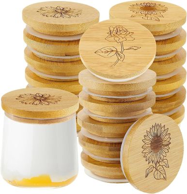 Houten plain kleur bamboe pot deksels met siliconen afdichting ringen gemakkelijk open einde ontwerp