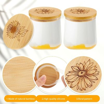 Houten plain kleur bamboe pot deksels met siliconen afdichting ringen gemakkelijk open einde ontwerp