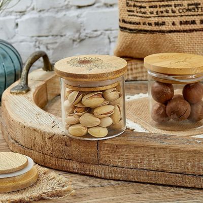 Houten plain kleur bamboe pot deksels met siliconen afdichting ringen gemakkelijk open einde ontwerp