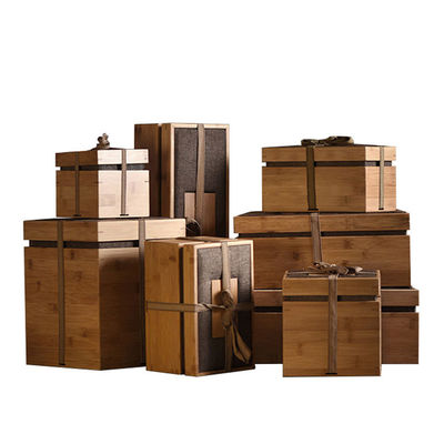 Bamboe of op maat gemaakt houtmateriaal Matt Laminatie Printing Engraving Logo Juwelen Geschenkdozen