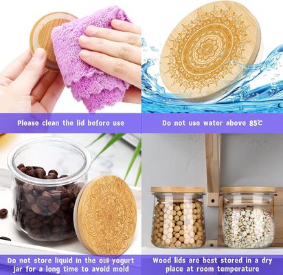 Fresh Style 12 stuks houten vloeibare potten voor kaars glas yoghurt pot deksel deksel houten