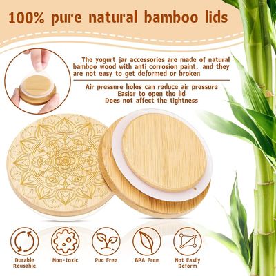 Fresh Style 12 stuks houten vloeibare potten voor kaars glas yoghurt pot deksel deksel houten