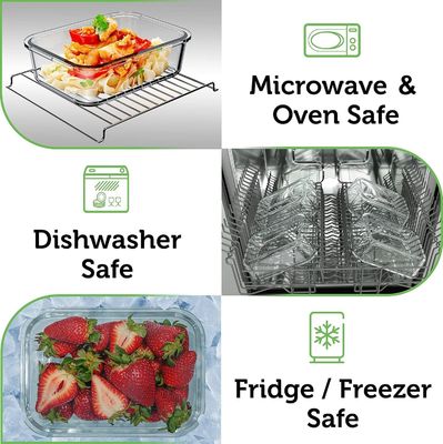 Behoorlijke 4 pak glas voedselopslagcontainers met bamboe deksels gemakkelijk open ontwerp