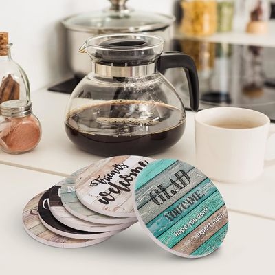 Marmeren Sarcastic Absorberende Steen Kork Drink Coasters Met Houder Custom Luxe 6 Pcs