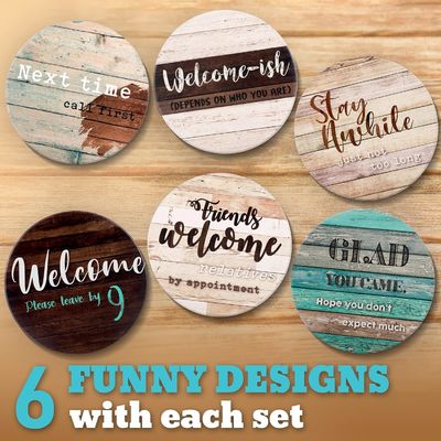 Marmeren Sarcastic Absorberende Steen Kork Drink Coasters Met Houder Custom Luxe 6 Pcs
