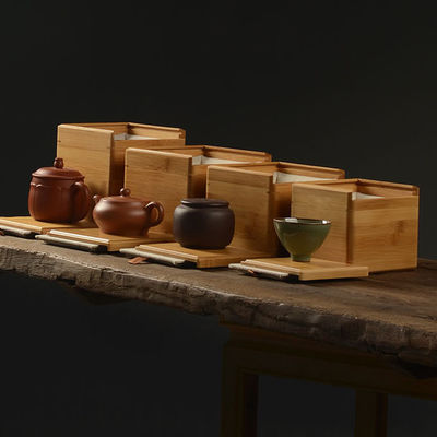 Meerdere compartimenten theezak organisator Houten doos met bamboe en polyester constructie