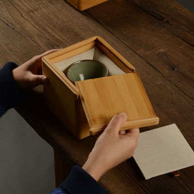 Meerdere compartimenten theezak organisator Houten doos met bamboe en polyester constructie