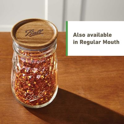 Non Spill Custom Size Logo 5-Pack Breed Bruin Acacia Houten Ball Jar Houten opslag deksels