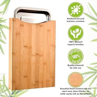 Stijlvol bamboe snijplank met diensten en glijdende laden 13,4 x 9,4 x 1,6 inch
