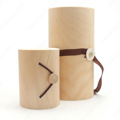 Handgemaakte ronde zachte houten berkbors geschenkdoos met ander drukwerk