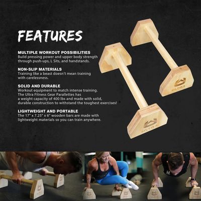 OEM/ODM 202405 Ultra Fitness Houten Parallettes Set voor L-zitplaatsen en handstand push-ups