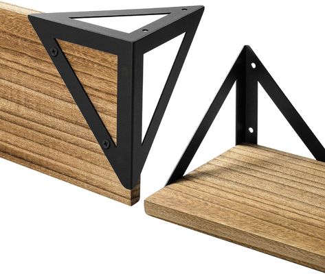 Modern ontwerp Zwart metaal Houten wandenplanken Drijvend houten opslagplank voor badkamer