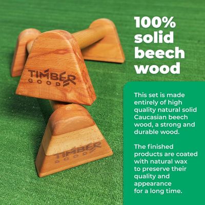 Gepersonaliseerd logo Houten spier push-up stands voor calisthenics Workout Gym apparatuur