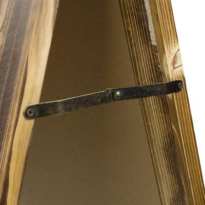 Gebrand hout dubbelzijdig staand kalkbord voor het menu van koffiewinkels en restaurants