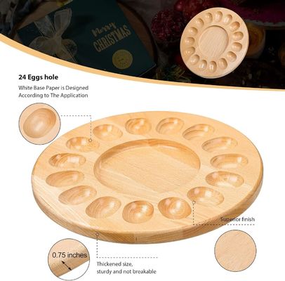 OEM 15 Holes Reversibele Hout Devilled Egg Plater Charcuterie Board Dikke Ei Tray Kipenei Containers
