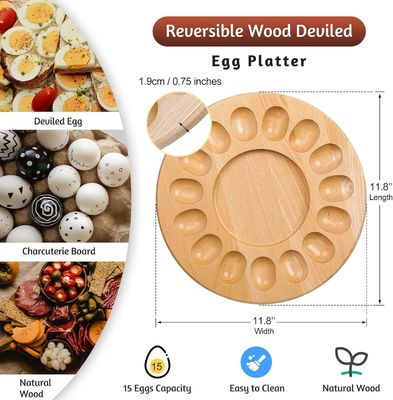 OEM 15 Holes Reversibele Hout Devilled Egg Plater Charcuterie Board Dikke Ei Tray Kipenei Containers