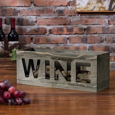 Spacespacer Muur gemonteerd Vintage Grijs Geweerd Hout Open Top Cork Holder Houten doos met metalen draad mesh