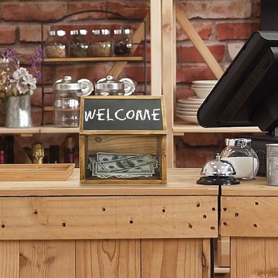 Speelgoed organisator multifunctionele stembiljetten drop box met chalkboard label en acryl venster