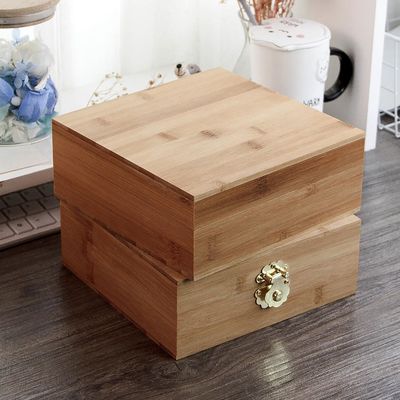 Persoonlijke bamboe maan taart verpakking houten sieraden opslagdoos met slot en beveiliging