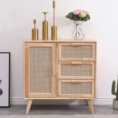Custom en nieuwste design woonkamermeubilair Rattan kast met laden Houten witte kast