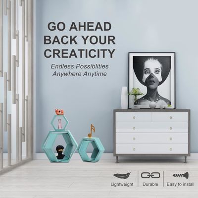 Houten boerderij opslag honingraat wandplank muur gemonteerd set 5 zeshoekige drijvende planken