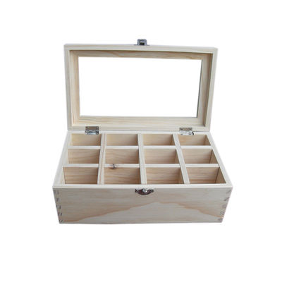 Doorzichtige deksel houten thee opslagdoos voor het printen laser graveren natuurlijke milieuvriendelijk ontwerp