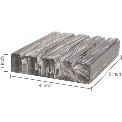 Geverfd Bruin 4 Rijen Brandhout Militaire Uitdaging Munt Display Holder Stand 4x6x1 inch