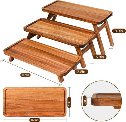 3 Tier Houten Cupcake Tower Display Stand Acacia Hout Opvouwbaar Serveren Tray voor Deel