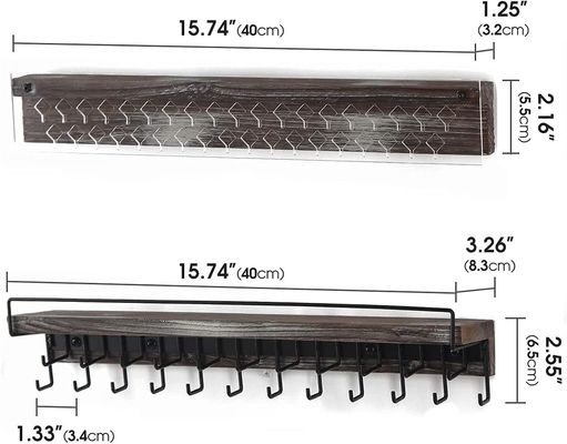 Custom rustieke boerderij Hout oorbel display en heldere acryl halsketting muur berg houder