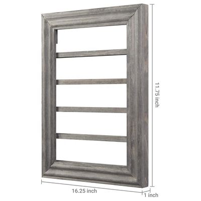 5-tier vintage grijs hout afdrukken verbrand uitdaging munt display rack voor wandmontage