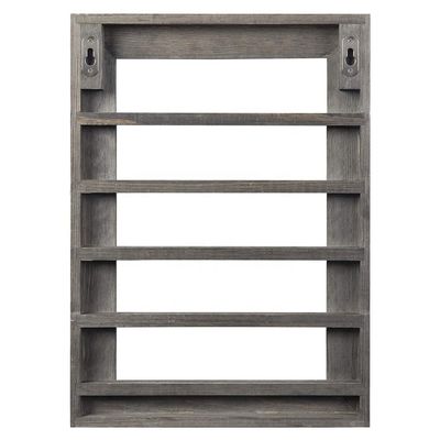 5-tier vintage grijs hout afdrukken verbrand uitdaging munt display rack voor wandmontage