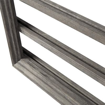 5-tier vintage grijs hout afdrukken verbrand uitdaging munt display rack voor wandmontage
