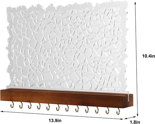 Functioneel ontwerp Houten drijvende plank Acryl oorbel display voor aangepast logo