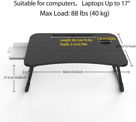Verstelbare hoogte opvouwbare laptop met opslagladen en bekers