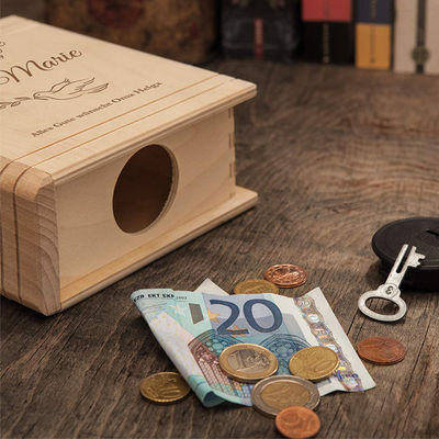 13.5 x 16.5 x 6.5 cm Houten bruiloftsgelddozen met concurrerende en drukopties